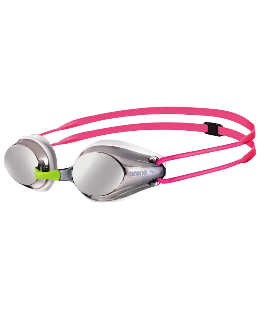 [1150000001E60] Gafas de natación para competición arena para niños Tracks Mirror Junior - Blanco Plateado